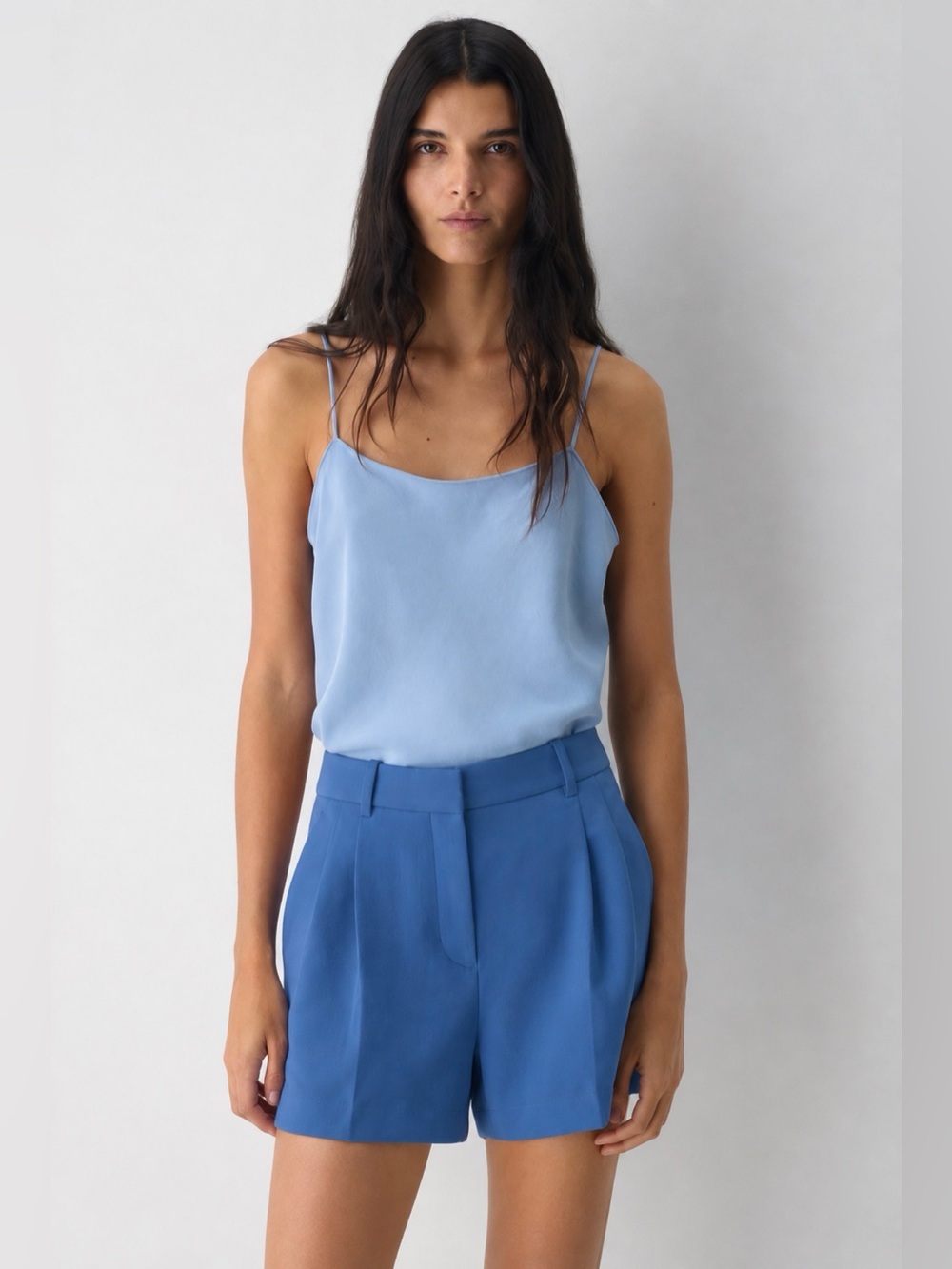 Aritzia High Waist Blue Tailored Shorts